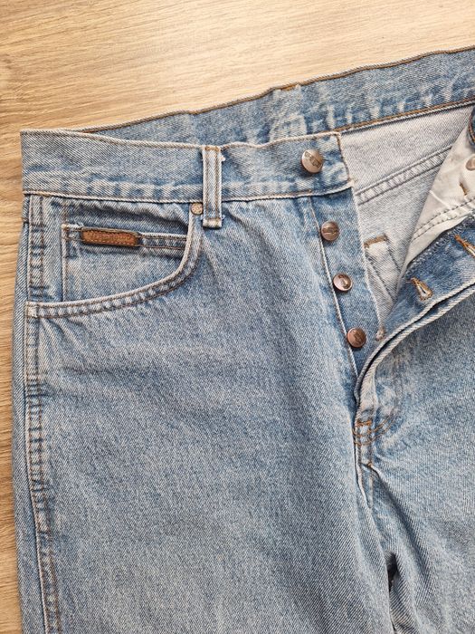 Świetne jasne jeansy Wrangler bawełna 40 proste szerokie wysoki stan
