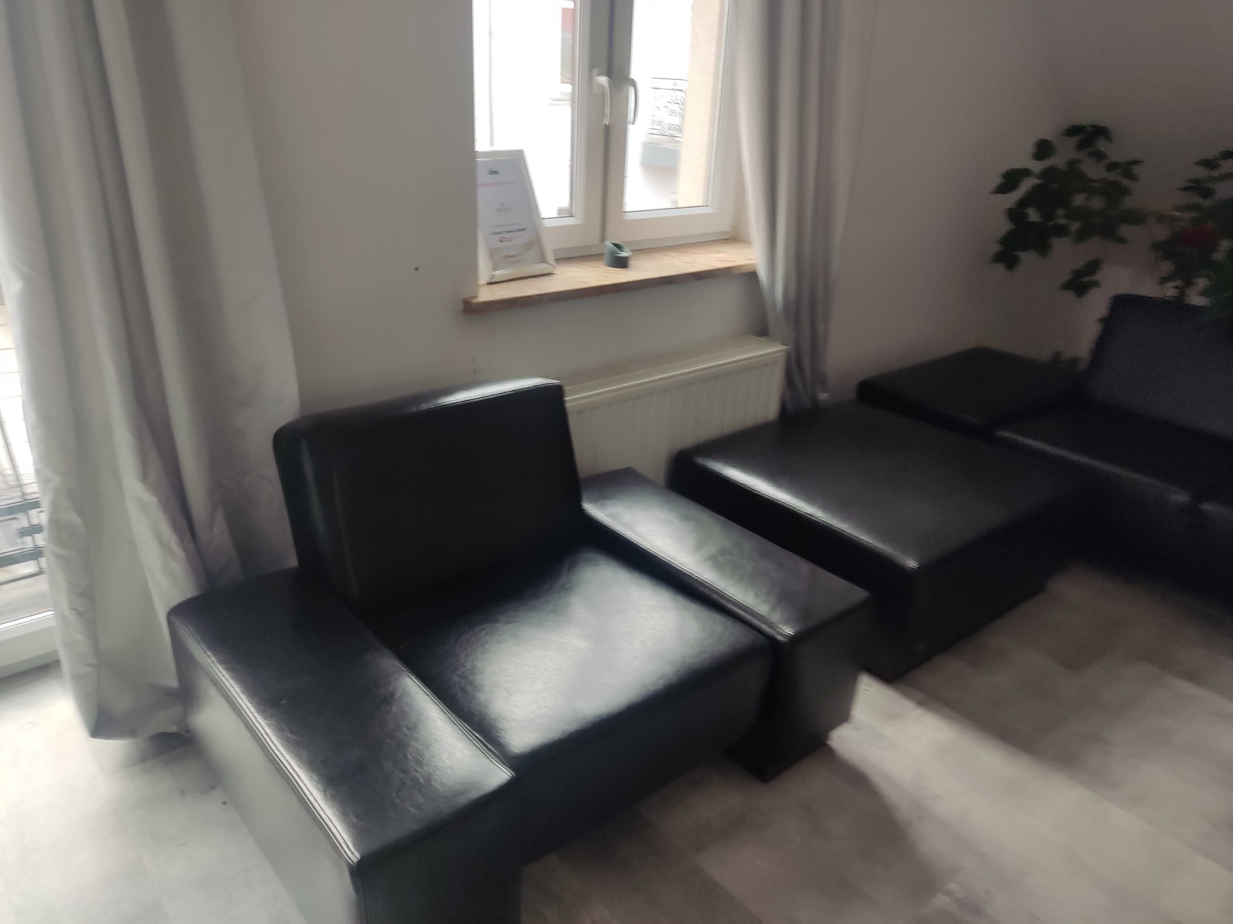 Komplet ze skory naturalnej, czarny, firmy Livingroom.