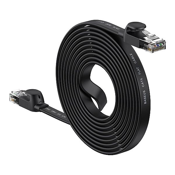 Baseus Speed Six kabel sieciowy płaski RJ45/1000Mbps 10m czarny (WKJS)
