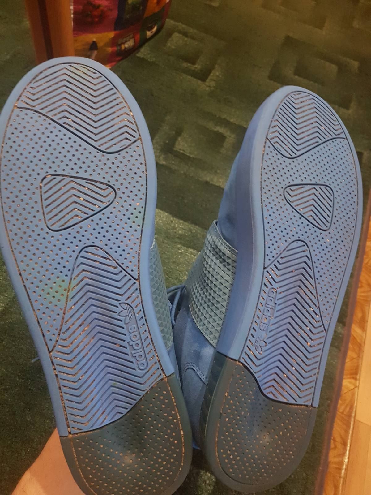 Adidas tubular blue suede