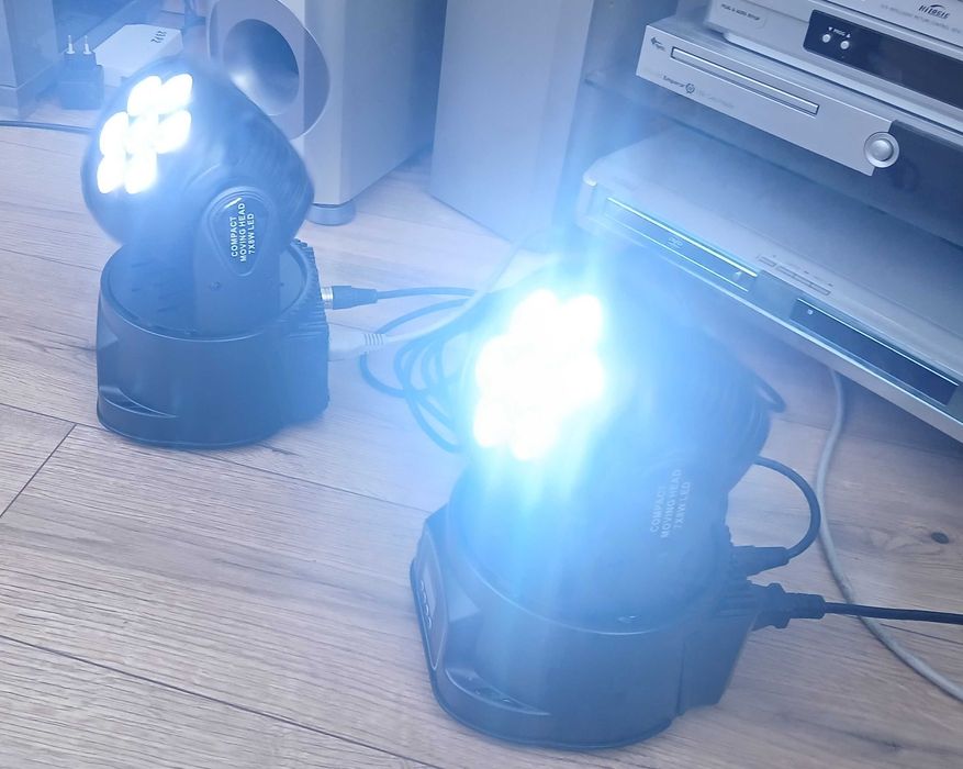 Dwie głowy ruchome Light4me plus długi kabel DMX zawodowy efekt