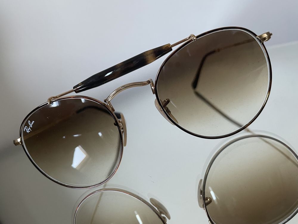 Ray ban rb3747 brązowe okulary złote nowe