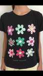 T-shirt czarny w kwiaty rozmiar S Stradivarius