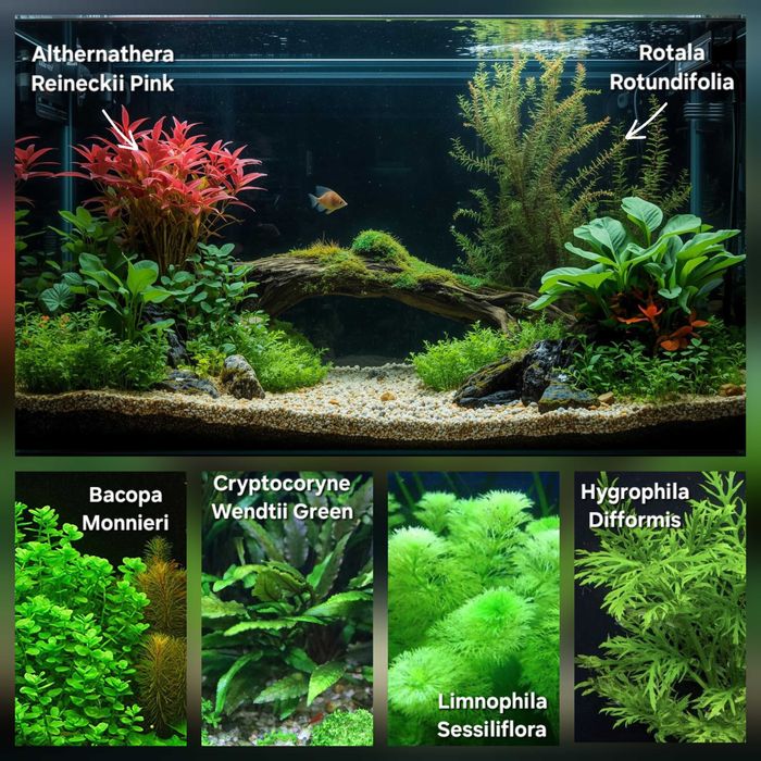 Pack 42 Plantas Aquário Low Tech – 11 Espécies, Fácil Manutenção