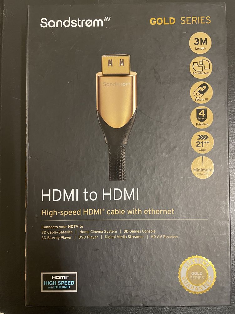 Sandstrom AV HDMI Gold Series 3M Nowy kabel przewód