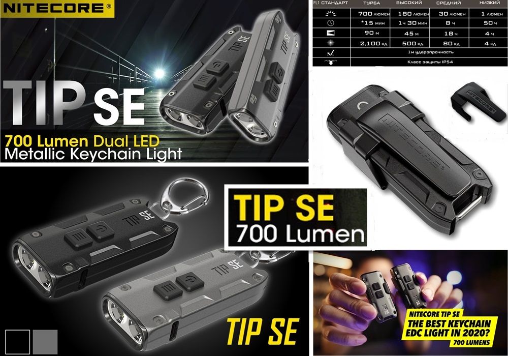 Фонарь NITECORE Tube Tini2 Tiki LE UV Tip 2 Tip SE TUP T4K EDC27 Thumb