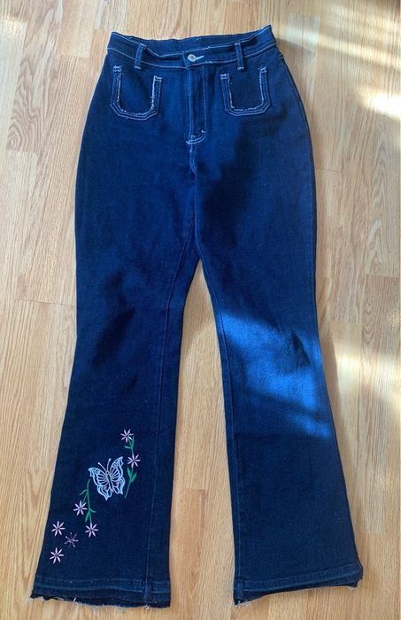 Вышитый набор топ  и синие стрейч джинси  M 200 гр