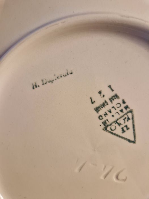 Talerz Fajans malowany Koło Dopierała