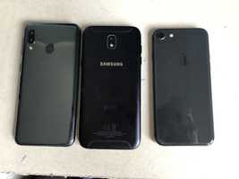 3 telefony na części, samsung A20E i J5 2017 oraz iPhone 8