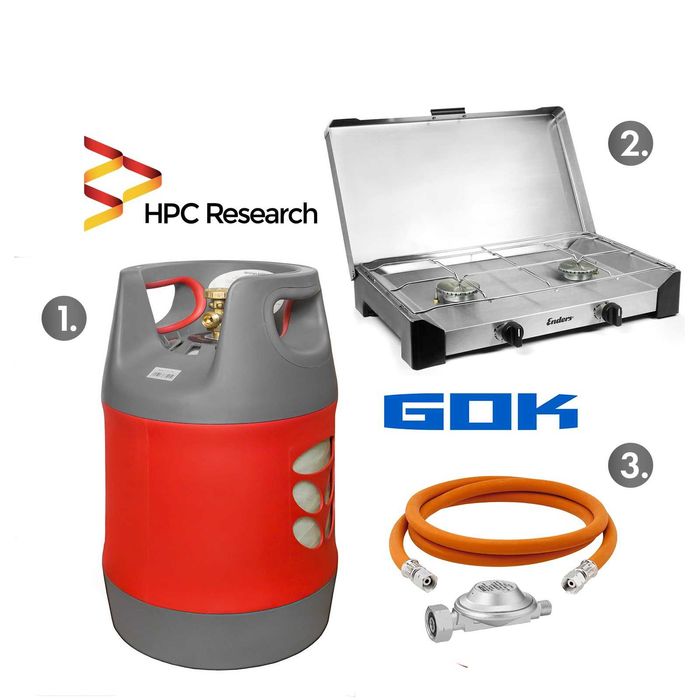 Газові комплекти: Композитний балон + плита + комплект підключення