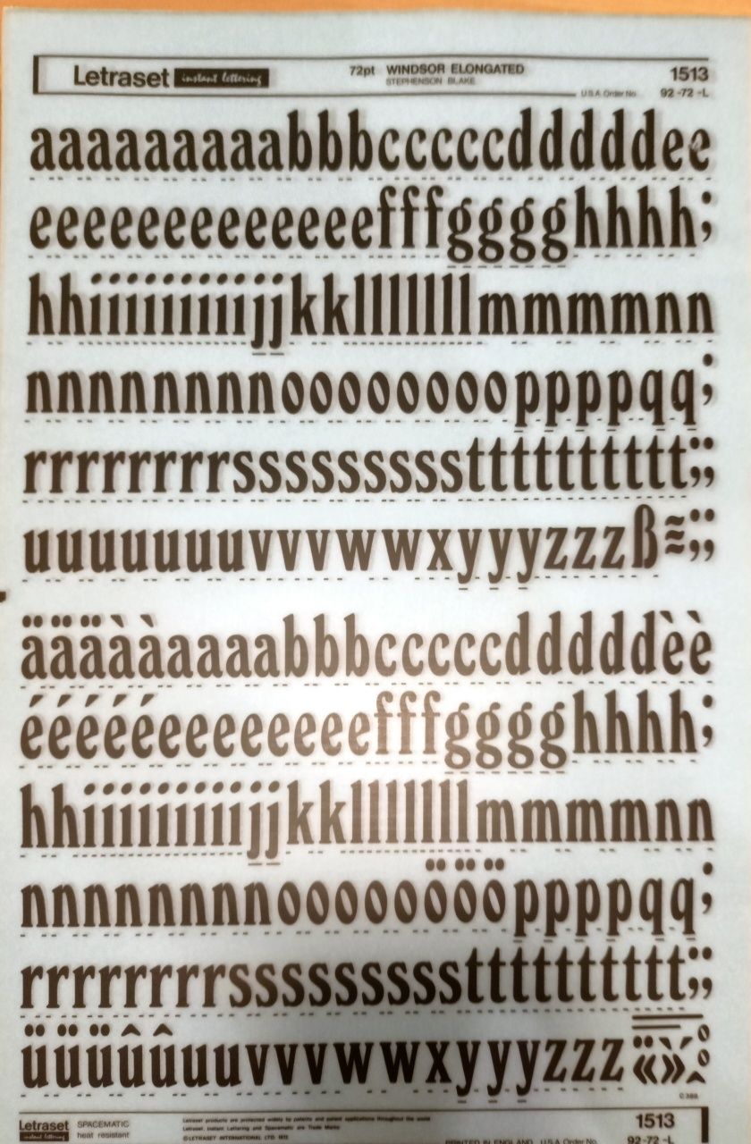PRL różne czcionki, Sucha kalkomania, letragraphica, letraset