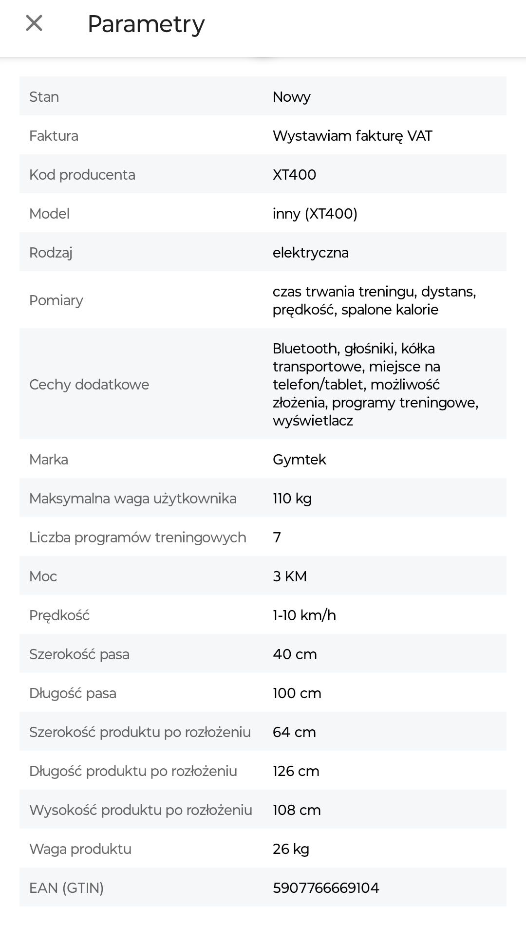 Nowa ! Bieżnia GYMTEK XT400