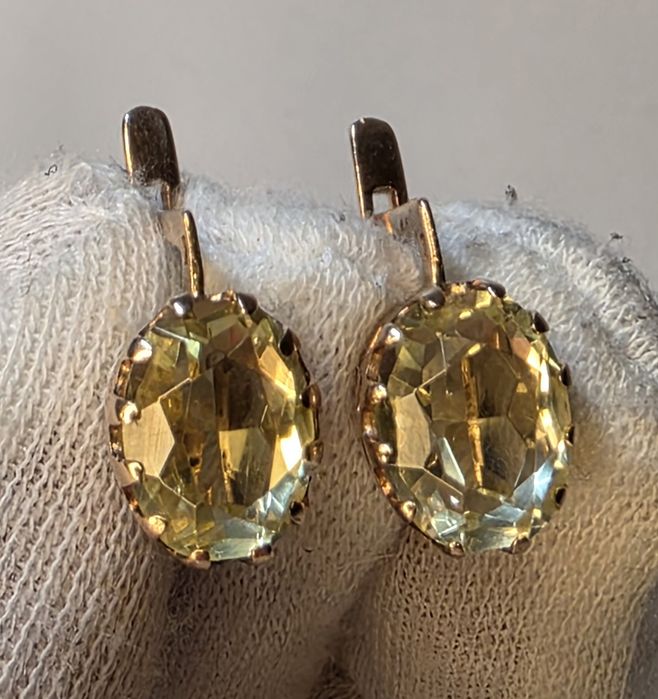 Золотые серьги ссср с цитриром