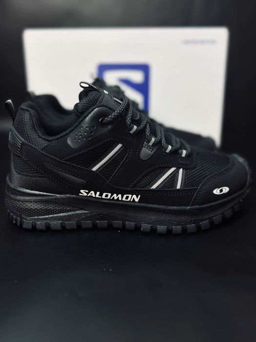 Мужские зимние термокроссовки salomon черные непромокаемые ботинки