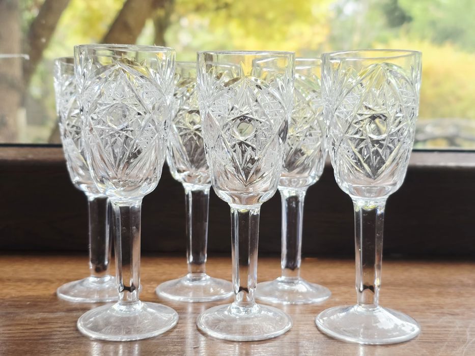 Kieliszki kryształowe 6 szt do likieru nalewki retro kryształy prl