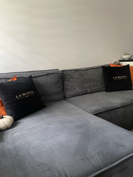 Narożnik w kolorze grafitowym Lectus z funkcja spania