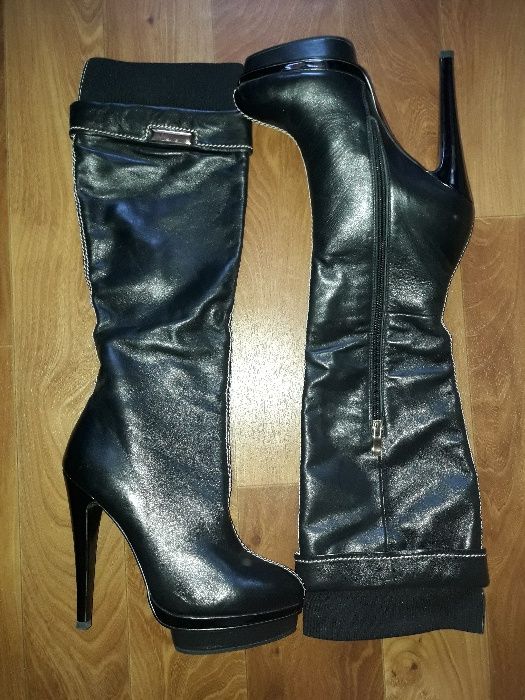 Кожаные зимние сапоги, на цигейке. Супер цена