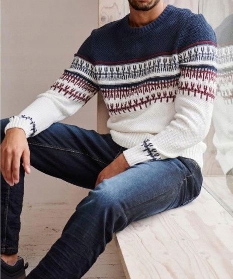 B.P.C sweter męski we wzory 4XL.