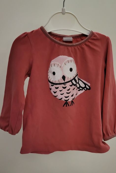 Bluzka z długim rękawem H&M rozmiar 86 sowa