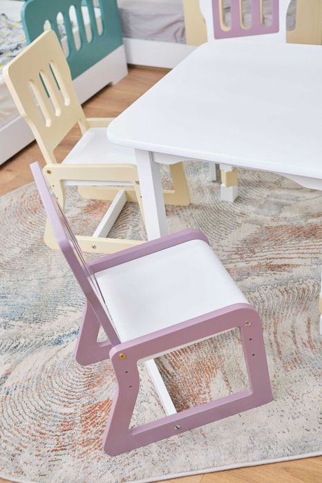 Регульований стіл з стільцями/столик для творчості/стілець Лаванада