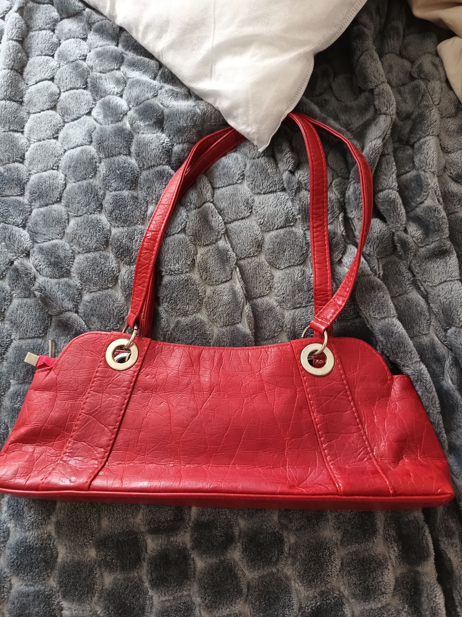 Vintage mała czerwona torebka bagietka