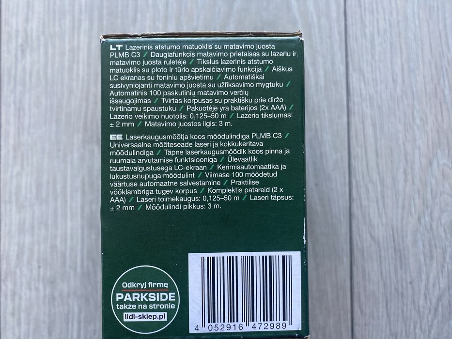 Nowy Dalmierz laserowy Parkside PLMB C3 z miarką Okazja