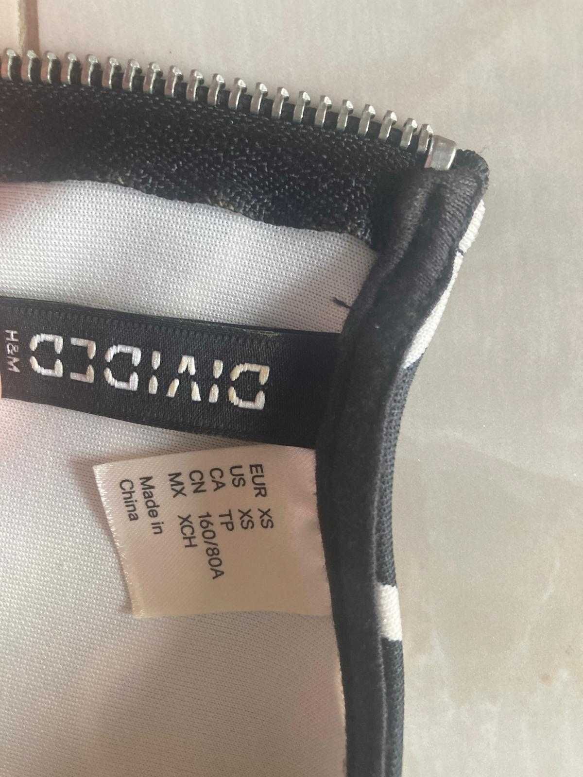 Sukienka letnia czarna w biały wzorek H&M rozmiar XS  160/80A