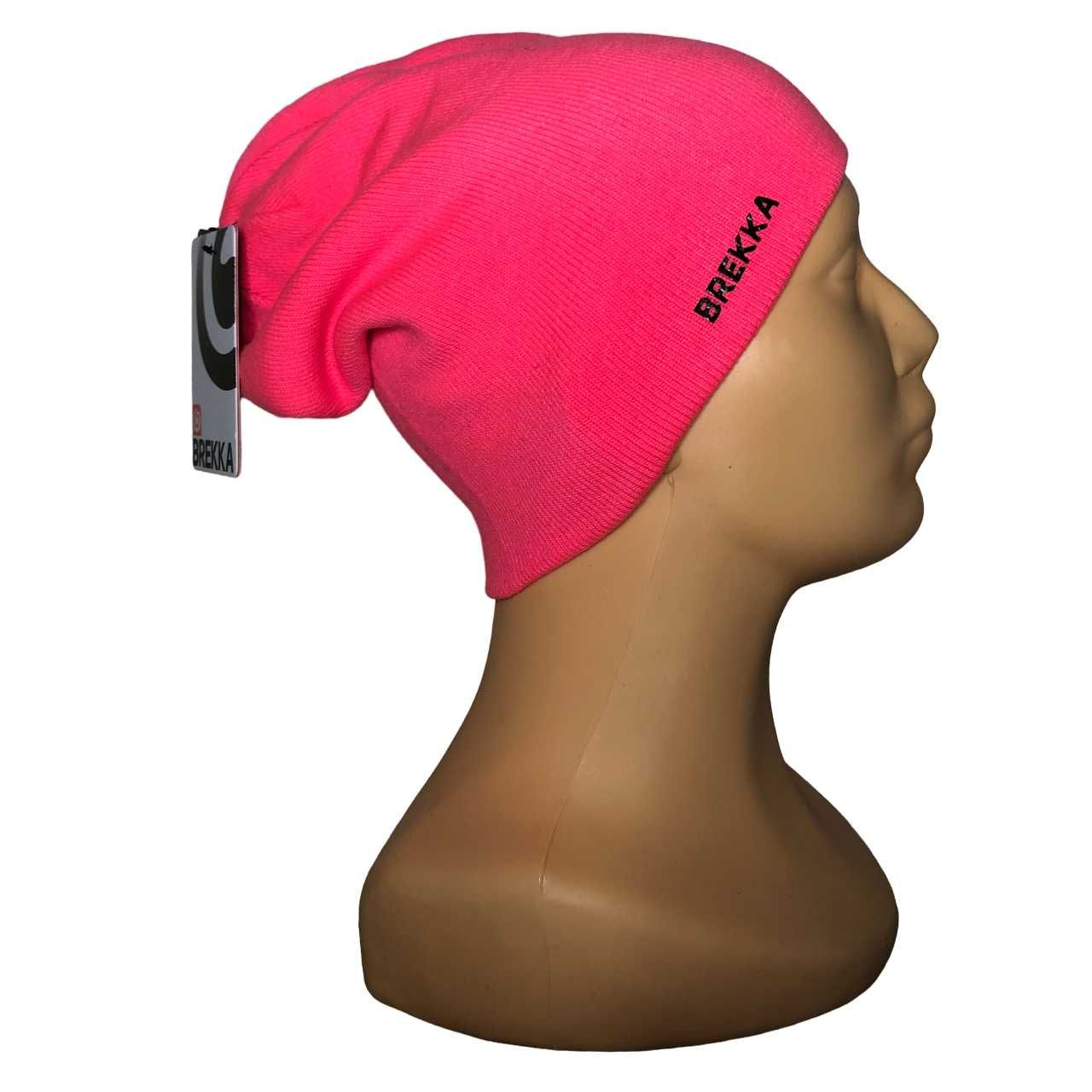 CG25 Dwuwarstwowa Damska Czapka BREKKA Fuksja NEON Beanie 2w1