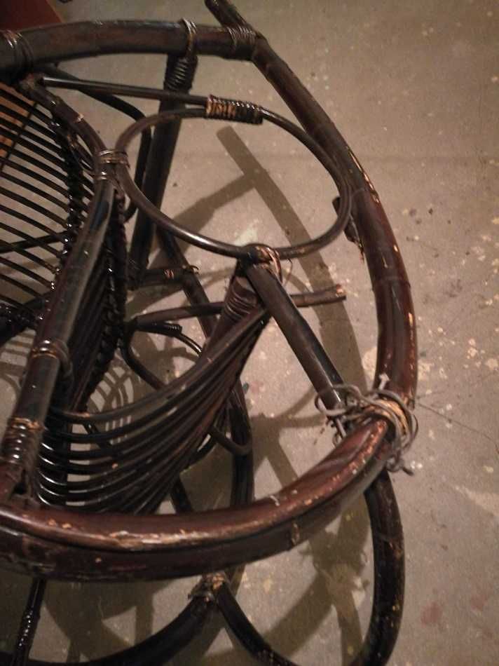 piękny fotel bujany WIKLINOWY bambusowy vintage ZABYTEK okazja SPRAWDŹ