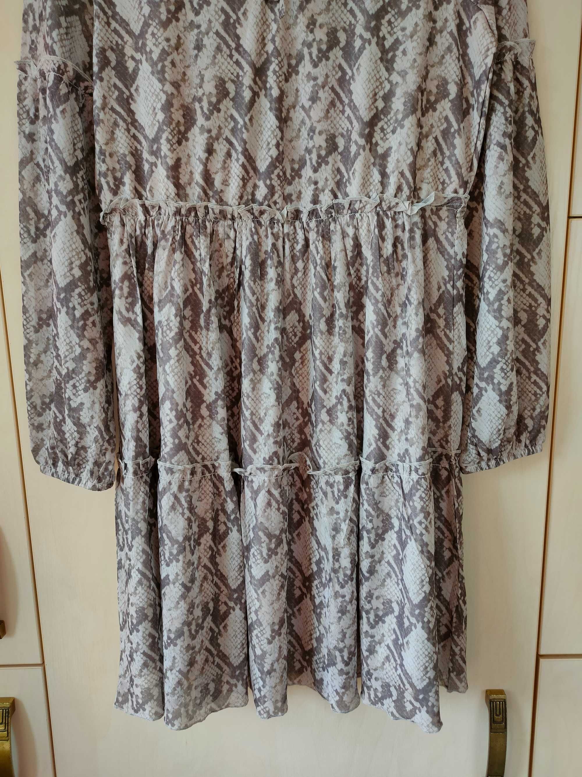 NOWA, beżowa, szyfonowa sukienka r. 36/38, Bodyflirt (Bonprix)