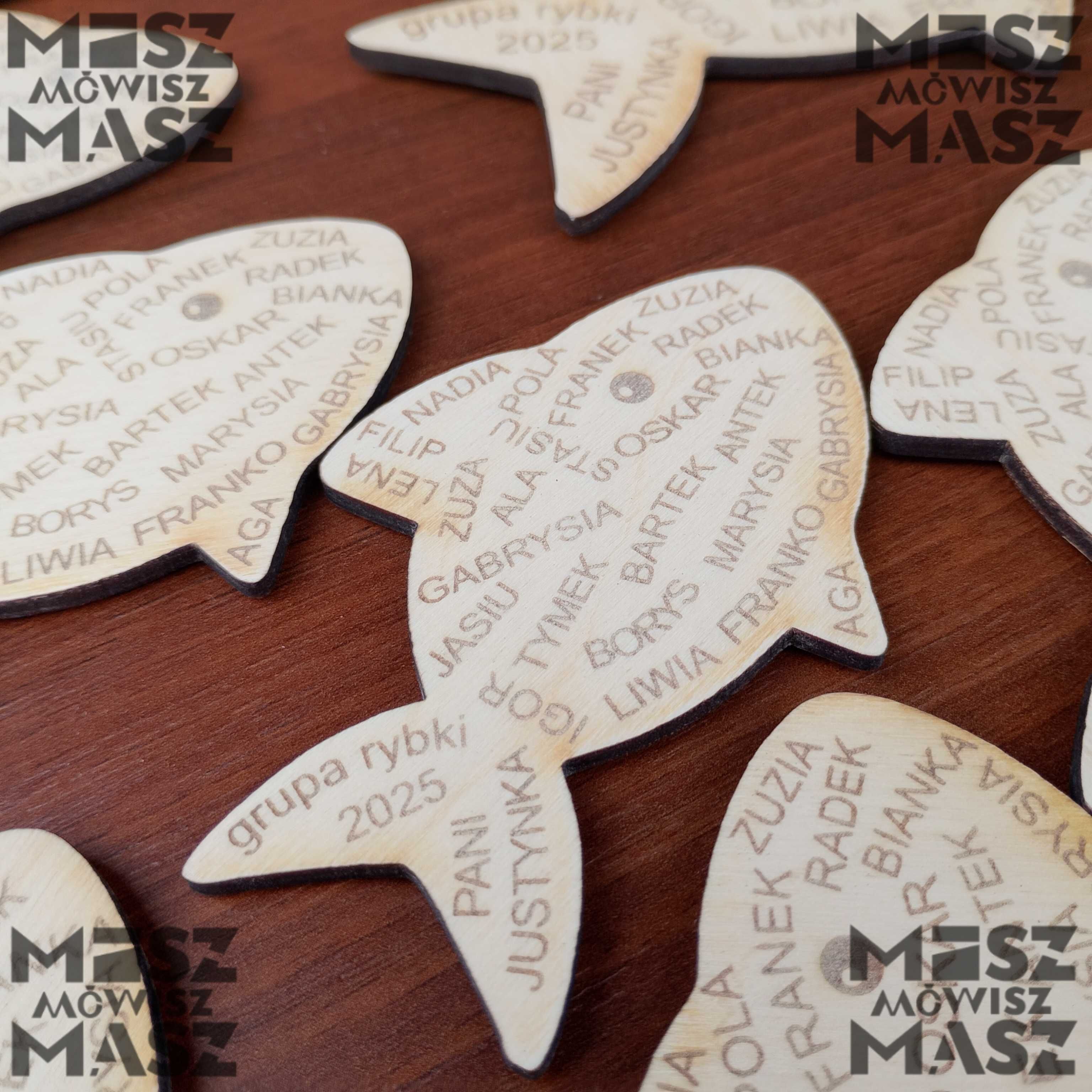 Pamiątka zakończenia przedszkola imiona dzieci magnez #MiszMówiszMasz