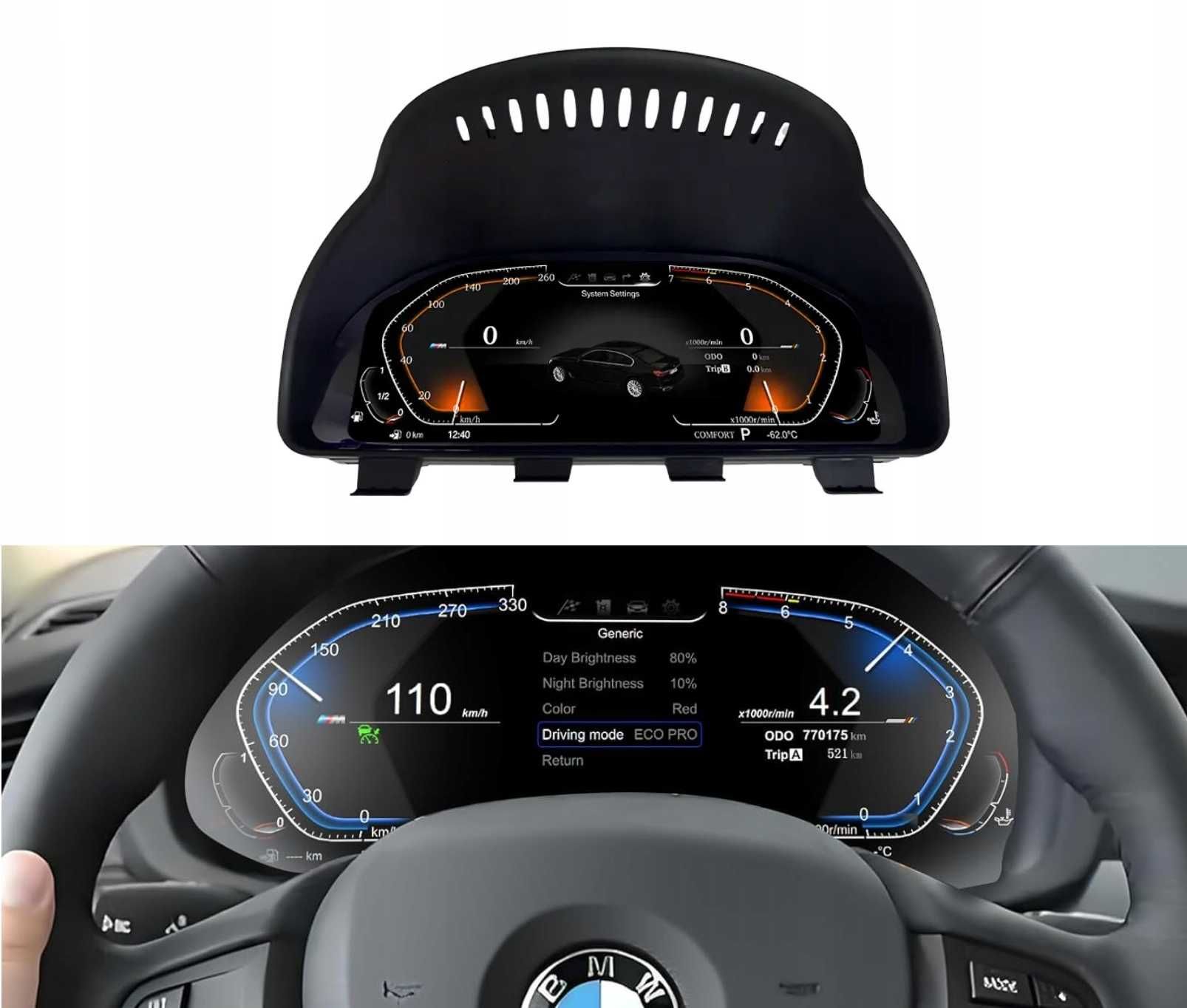 Zegary Cyfrowe LCD BMW E90 E91 E92 E93 Digital Dashboard Linux
