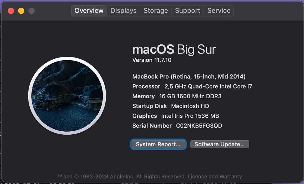 MacBook Pro retina 15.4”/2.5Ghz/16Gb/512Gb Mid 2014 A1398