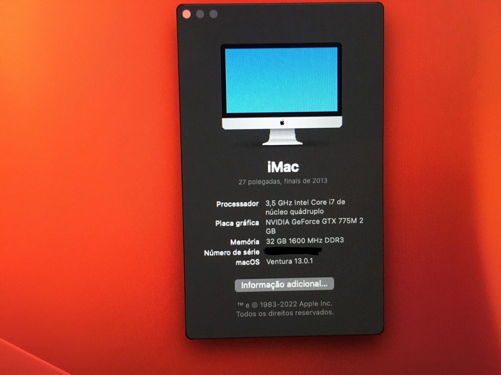  iMac 27” Intel Core i7, 32GB RAM , GTX 2GB GDDR5, 1TB