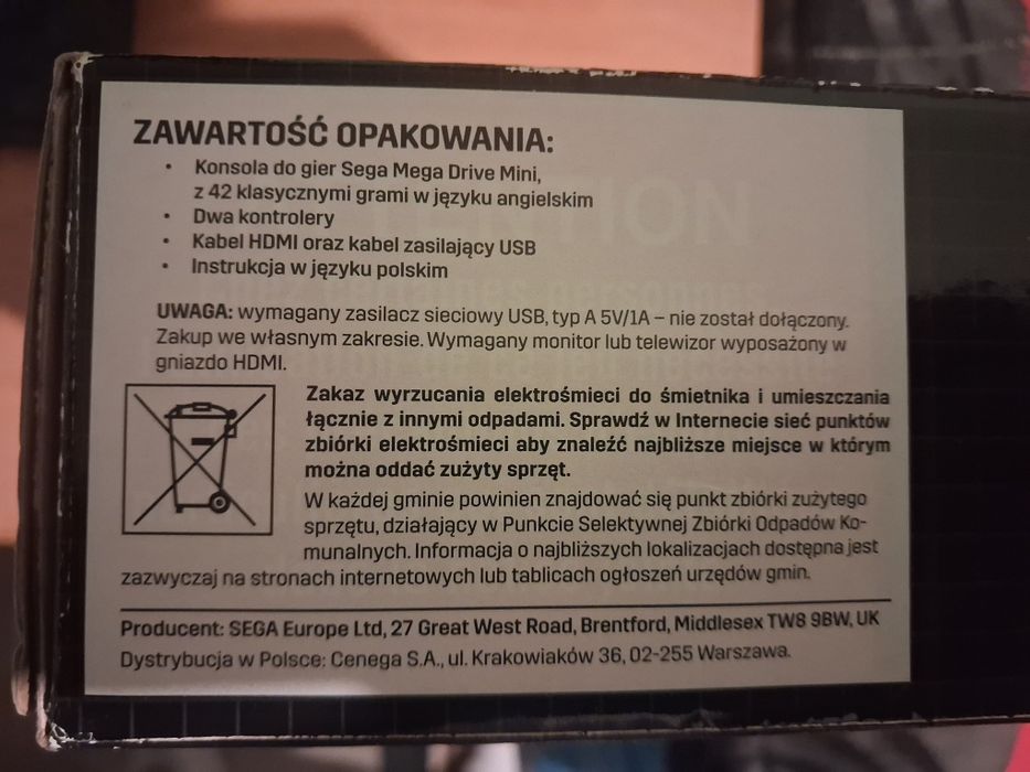 Retro Konsola Sega Mega Drive Mini Nowa 40 Gier