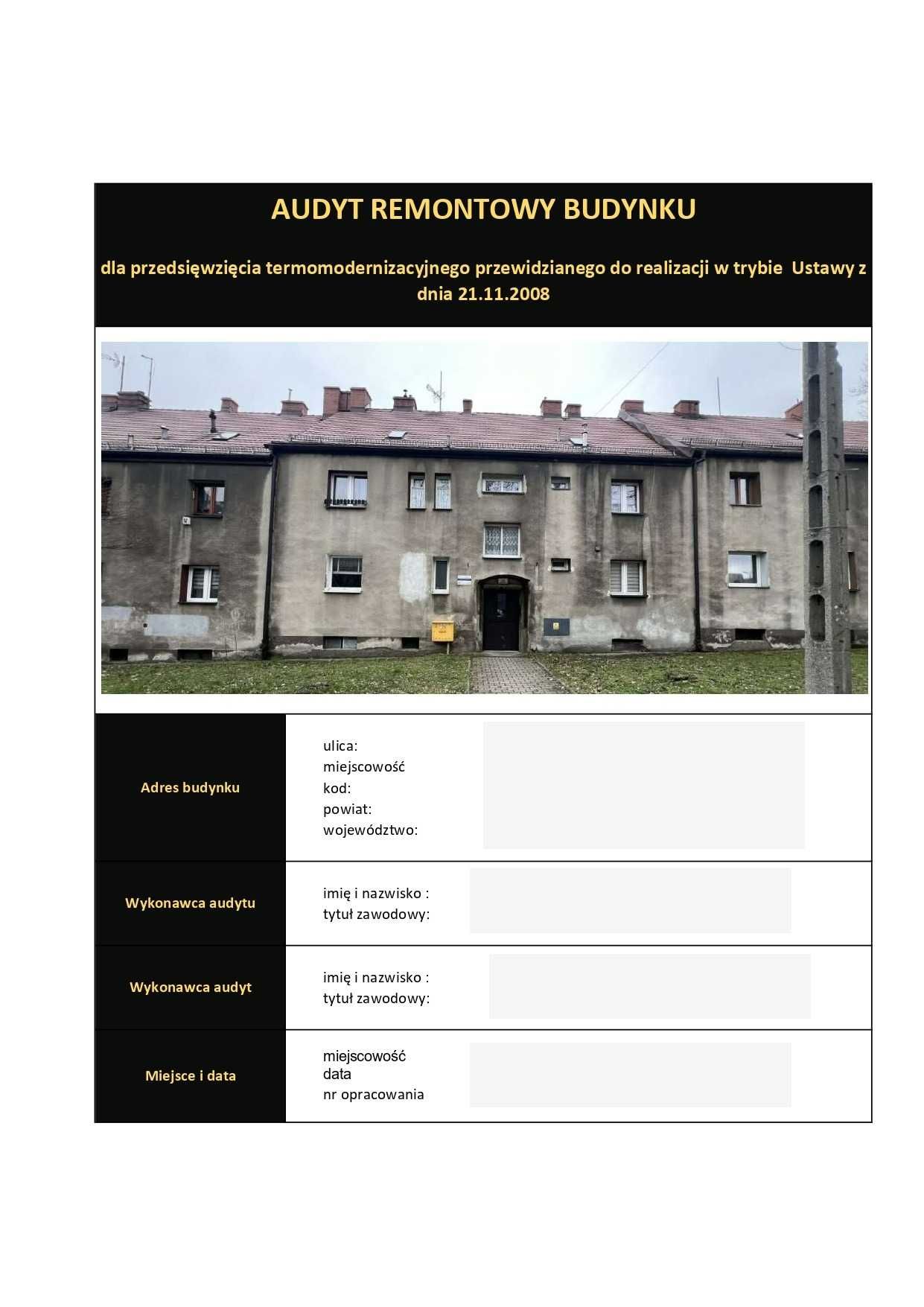 Świadectwo Charakterystyki Energetycznej, Audyt energetyczny/remontowy
