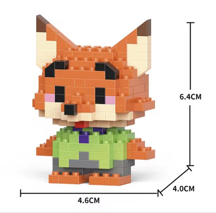 Figurki z mini klocków 4 postacie + gratis lisek w pudełku