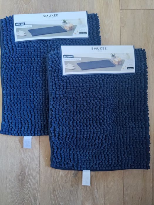 Dywaniki łazienkowe SMUKEE - 2 sztuki nowe granatowe