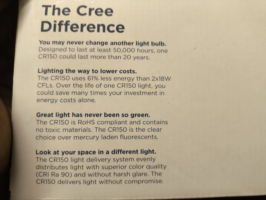 Lampa oprawa sufitowa Downlight Cree 1000 lumenów 3000k cr150