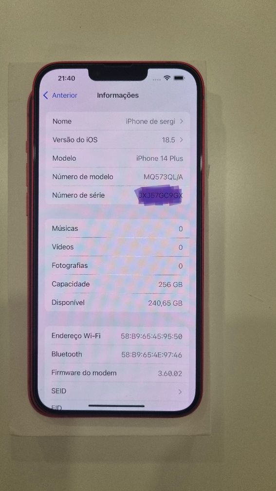 Iphone 14 plus 256gb Red