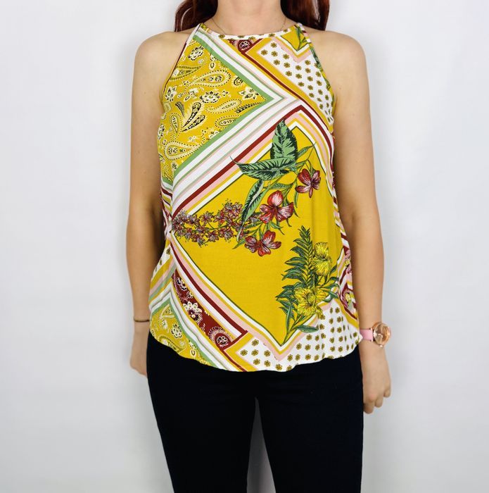 Żółty top we wzory etniczne XS 34 Warehouse