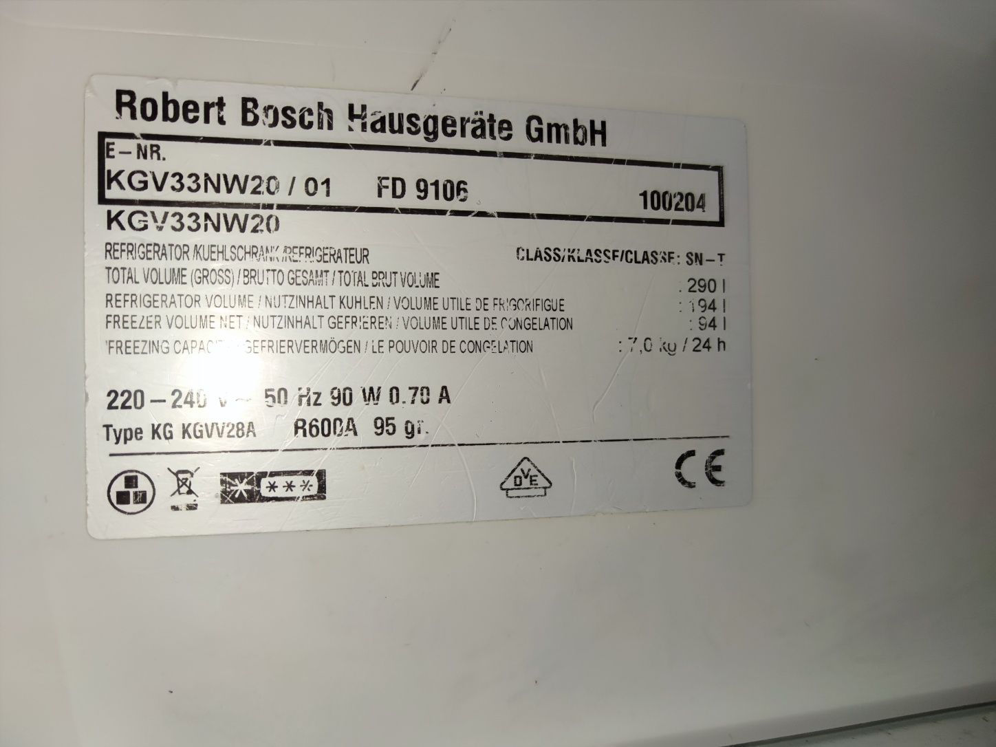 Lodówka Bosch KGV33NL20 stan bdb