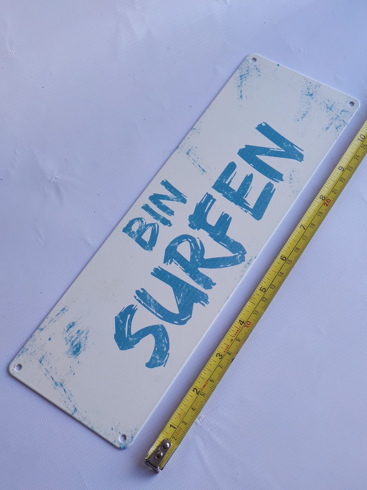 Interluxe Door Sign with Slogan "Bin Surfen" Wooden Sign Surfer Decora