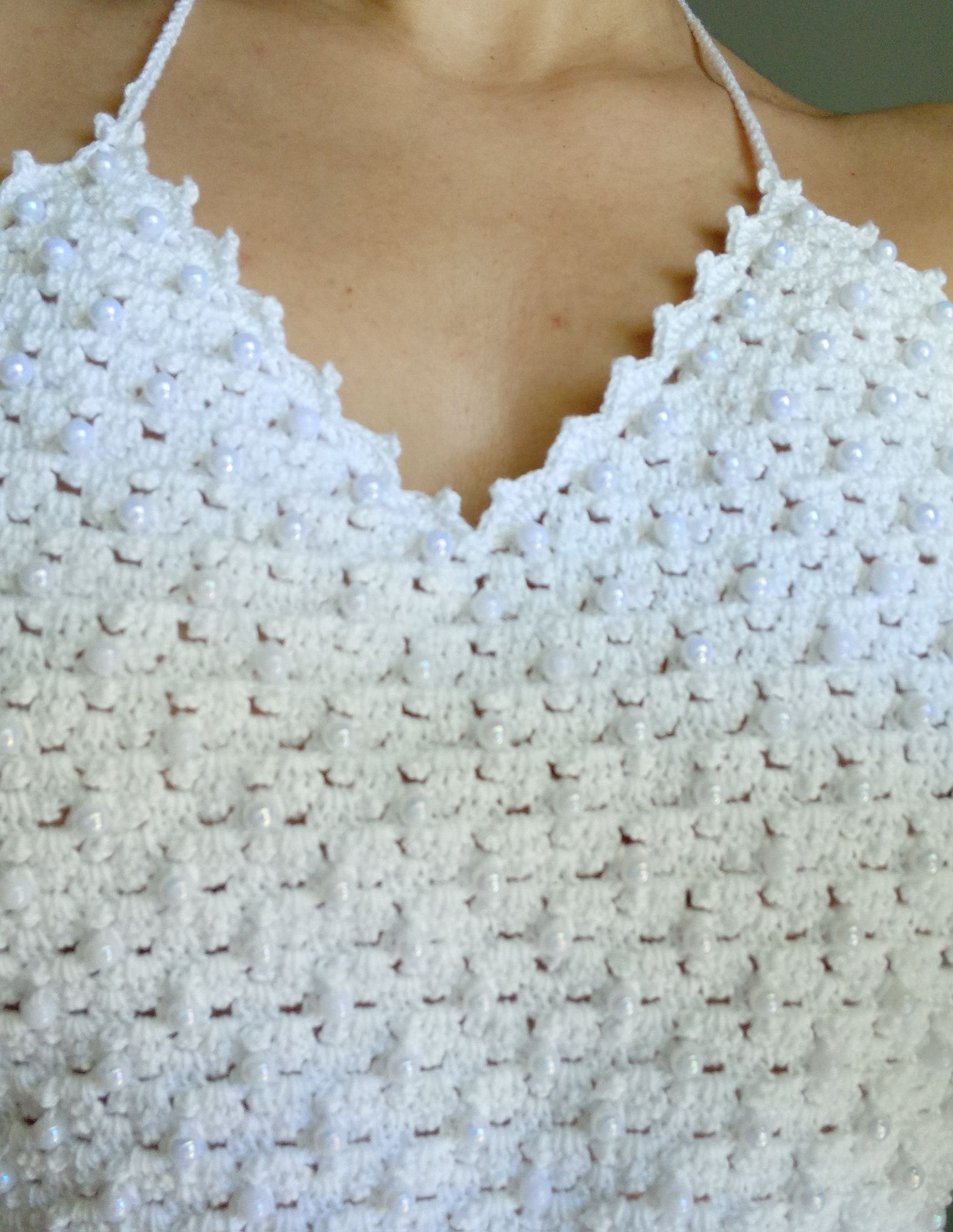 Top  + brincos  com missangas