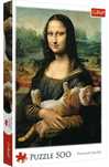Puzzle 500 elementów. Mona Lisa i kot Mruczek. Trefl