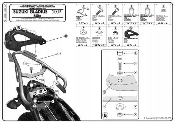 Stelaż GIVI pod kufer centralny Monolock Suzuki Gladius 650+płyta