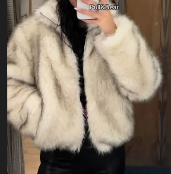 Futerko kurtka Pull & Bear plaszczyk nowe beż białe ciepłe