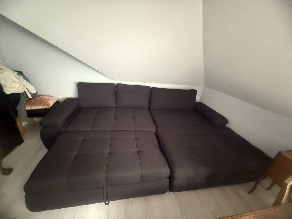 Sofa czarna z funkcją spania rozkładana rogówka  2,8 m
