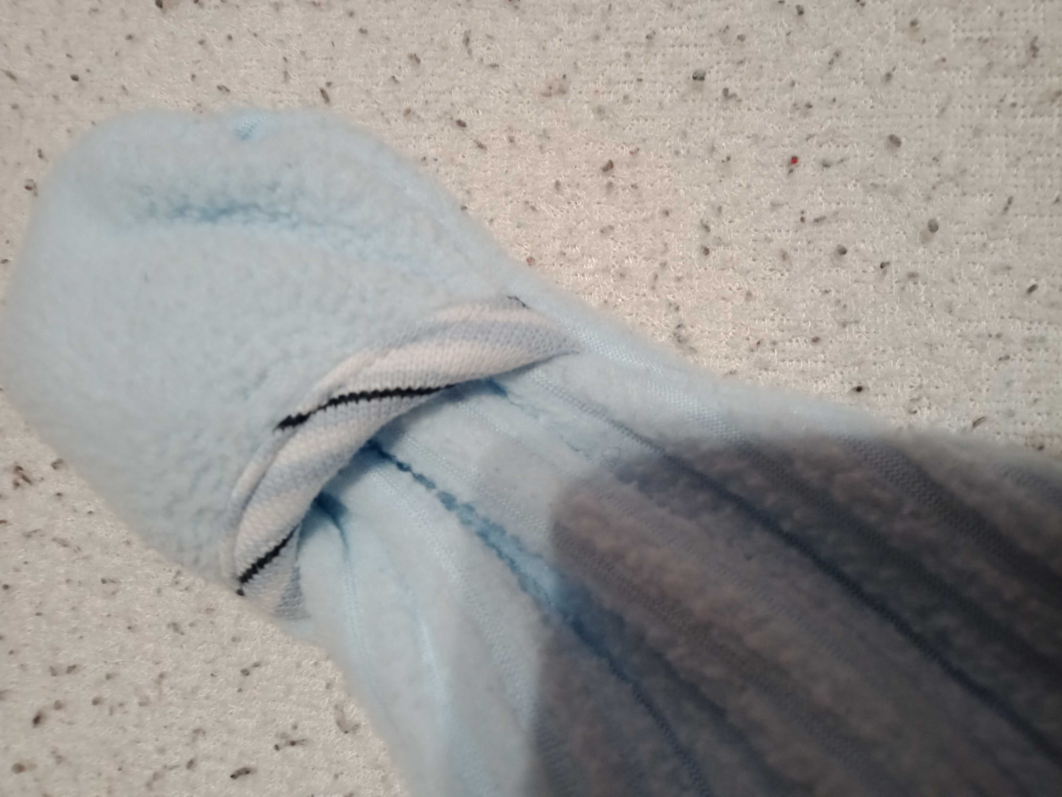 Niebieski polar pajacyk niemowlęcy z kapturem zdejmowane dłonie stopy