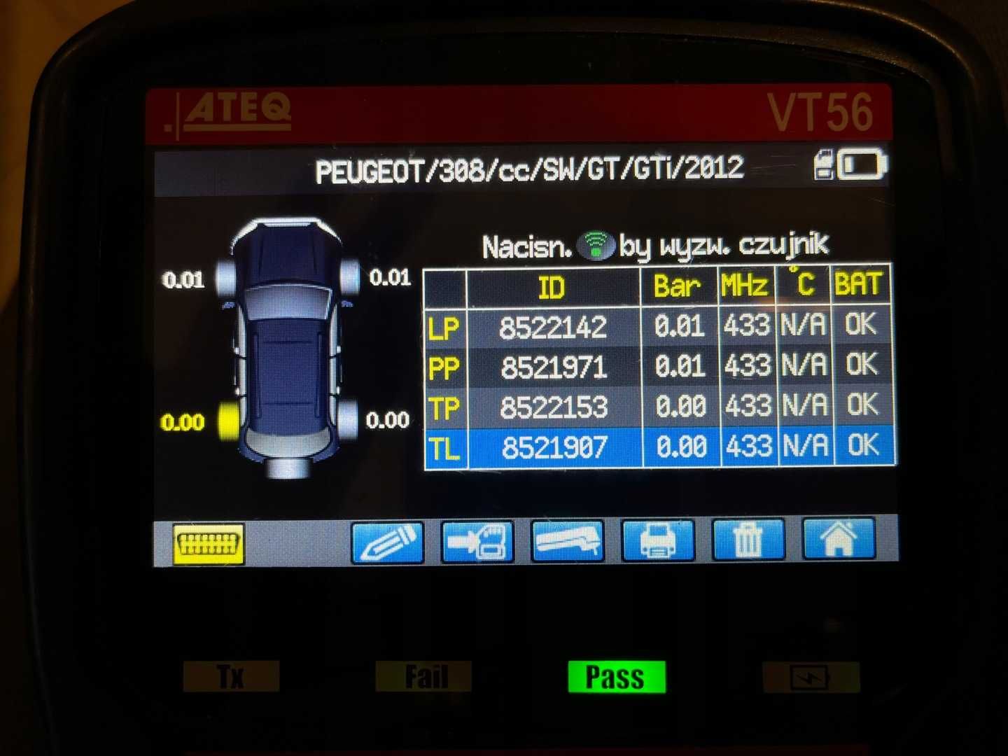 4x czujniki ciśnienia TPMS PEUGEOT C4 PICASSO 308 - 96738.60880